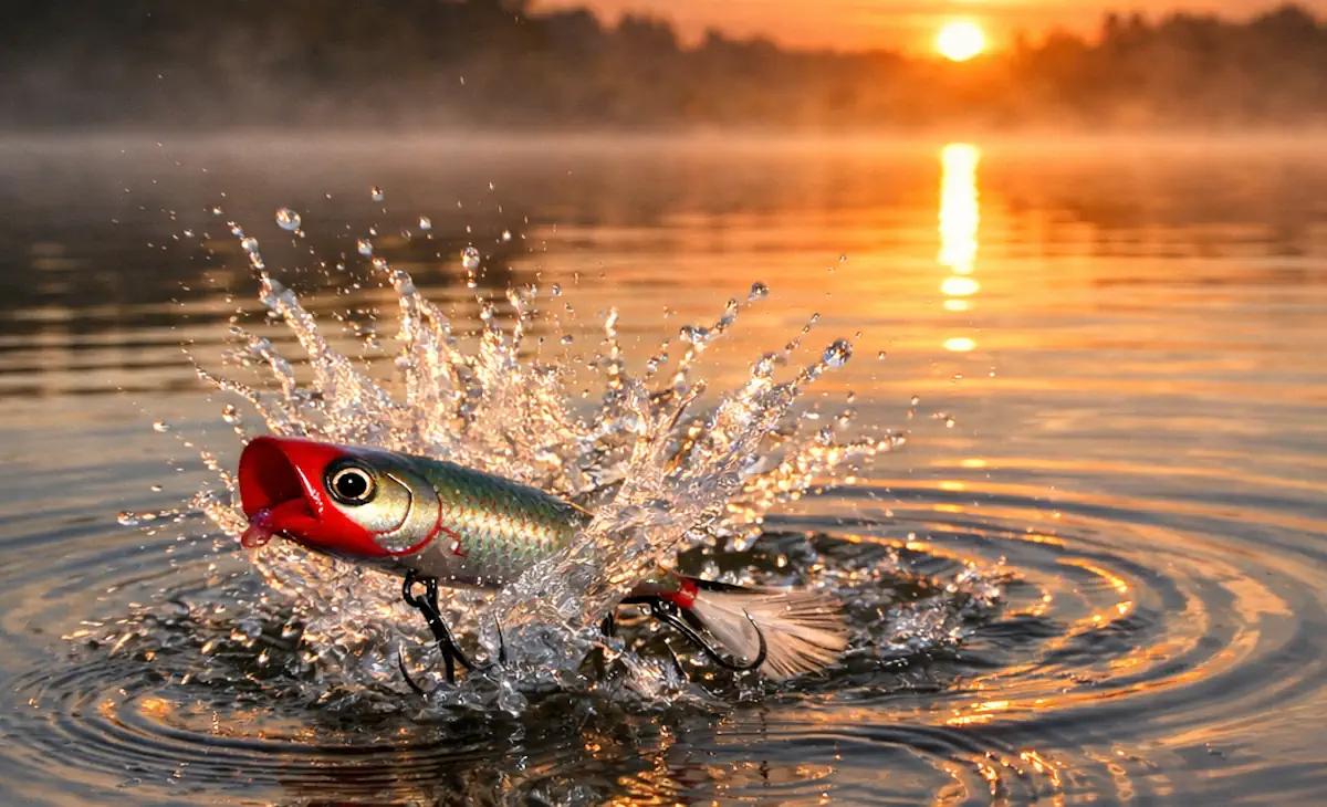 Isca Artificial de Superfície: O Guia Definitivo Para Ver Explosões na Água 6 Isca artificial de superfície em ação durante pescaria
